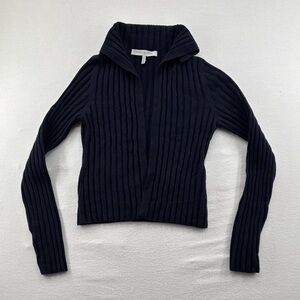 Morgane Le Fay Dark Blue Ribbed Cardigan - Size Large